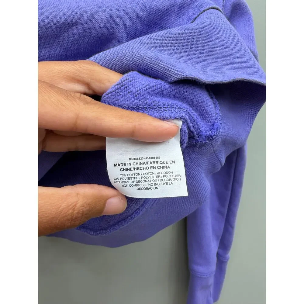 Nike Purple Cropped Graphic Sweatshirt Thumbhole Sleeves Size Large